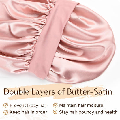 YANIBEST Silk Bonnet for Sleeping Women, Double Layer Hair Satin Bonnets with Elastic Band, Sleep Cap Curly Natural Hair