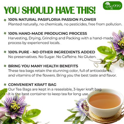 TOG999 Premium Passion Flower Tea Bags, Passionflower Tea, 120 Count, Vegan