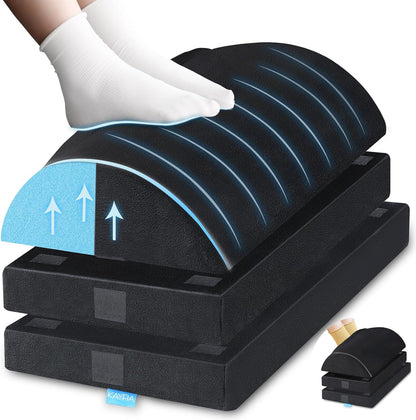 KAYFIA Foot Rest for Under Desk at Work XXL(20in) with 3 Adjustable Heights，Foot Stool with Supportive Gel Foam, Warmer Feet Pocket Footrest for Office Gaming Chair, for Leg Support -Black
