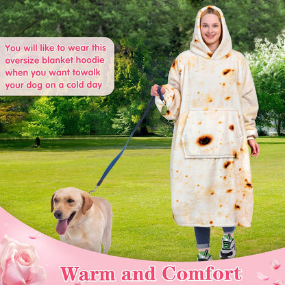 Waitu Wearable Blanket Sweatshirt Gifts for Women and Men, Warm and Cozy Giant Blanket Hoodie, Thick Flannel Blanket with Sleeves and Giant Pocket - Dark Gray