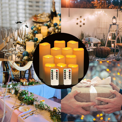 24 Pcs LED Flameless Candles with Remote, 3D Flickering Flame & LED String Lights, Acrylic Clear Cylinder, Timer Function, Romantic Ambience for Home Decor, Party, Wedding (Ivory).