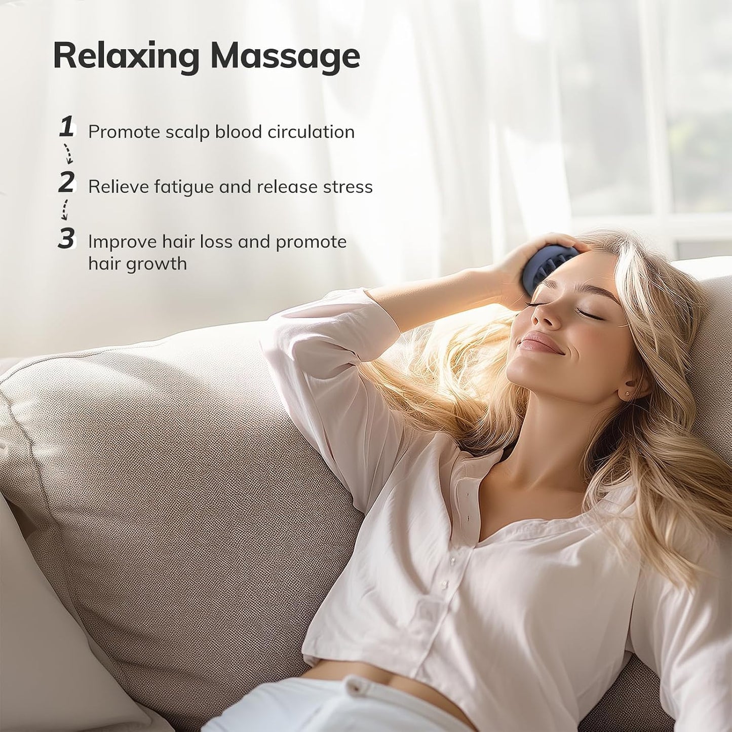 Sndyi Silicone Scalp Massager Shampoo Brush, Hair Scrubber with Soft Silicone Bristles, Scalp Scrubber/Exfoliator for Dandruff Removal, Wet Dry Scalp Brush for Hair Growth & Scalp Care, Oatmeal