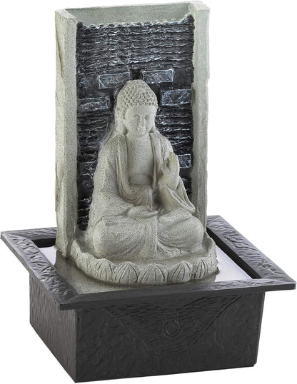 Zingz & Thingz Zen Collection Resin Tabletop LED Water Fountain, Four-Tier, 9.5x9.5x10