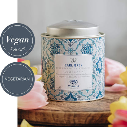 Whittard of Chelsea - Earl Grey Loose Leaf Tea, Black, Vegetarian & Vegan Friendly, Resealable Tin (100g, 1ct)