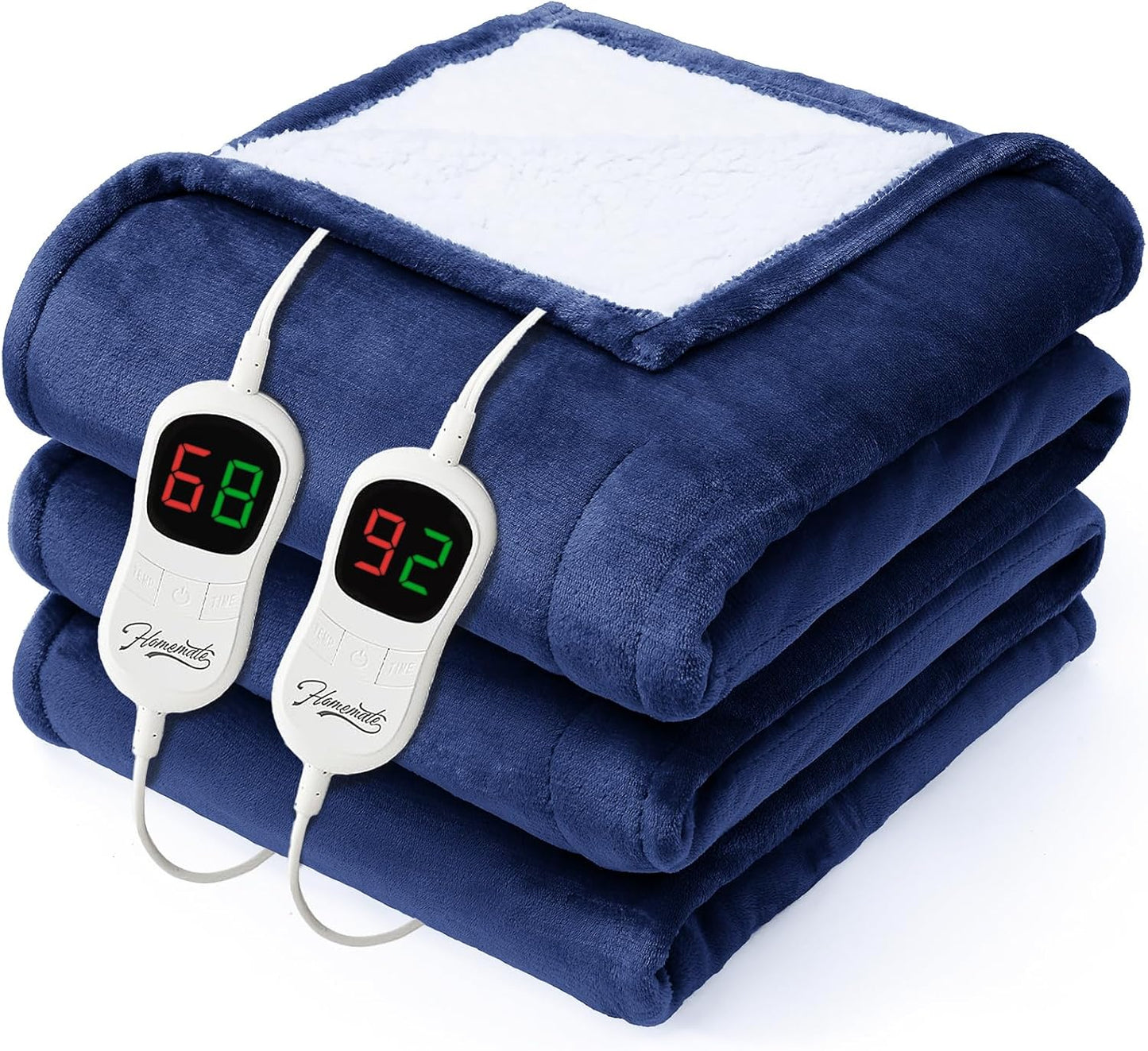 Homemate Electric Heated Blanket Twin - 62"x84" Heating Bed Blankets Throw with 10 Heating Levels 8 Hours Auto Off Fast Heating Over-Heated Protection Ultra Soft Warm Flannel ETL Certified Grey - Colors A