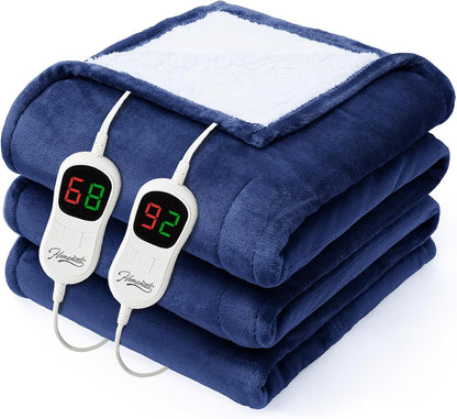 Homemate Electric Heated Blanket Twin - 62"x84" Heating Bed Blankets Throw with 10 Heating Levels 8 Hours Auto Off Fast Heating Over-Heated Protection Ultra Soft Warm Flannel ETL Certified Grey - Colors A
