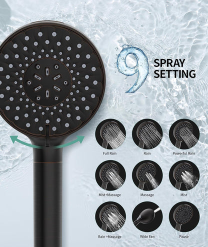 SR SUN RISE Filtered Shower Head with Handheld High Pressure 9 Spray Mode Showerhead Detachable Shower Head Water Softener Filters Beads for Hard Water Remove Chlorine 1 Filter Chrome