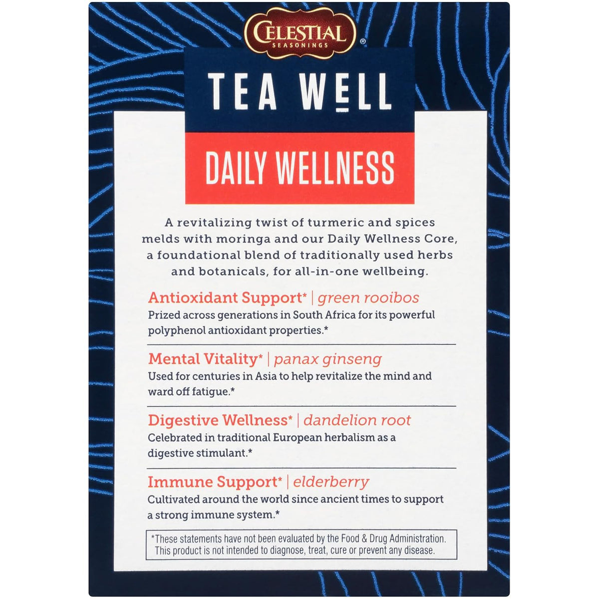 Celestial Seasonings TeaWell Herbal Tea, Daily Wellness, Organic Turmeric Spice, 12 Count