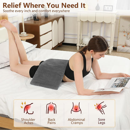 Electric Heating Pad HSA Eligible, Heated Pad for Back Neck Shoulder Pain Relif, Heating Pad for Period Cramps with 2H Auto Shut Off and 4 Heating Levels, 12"x24" Dark Grey