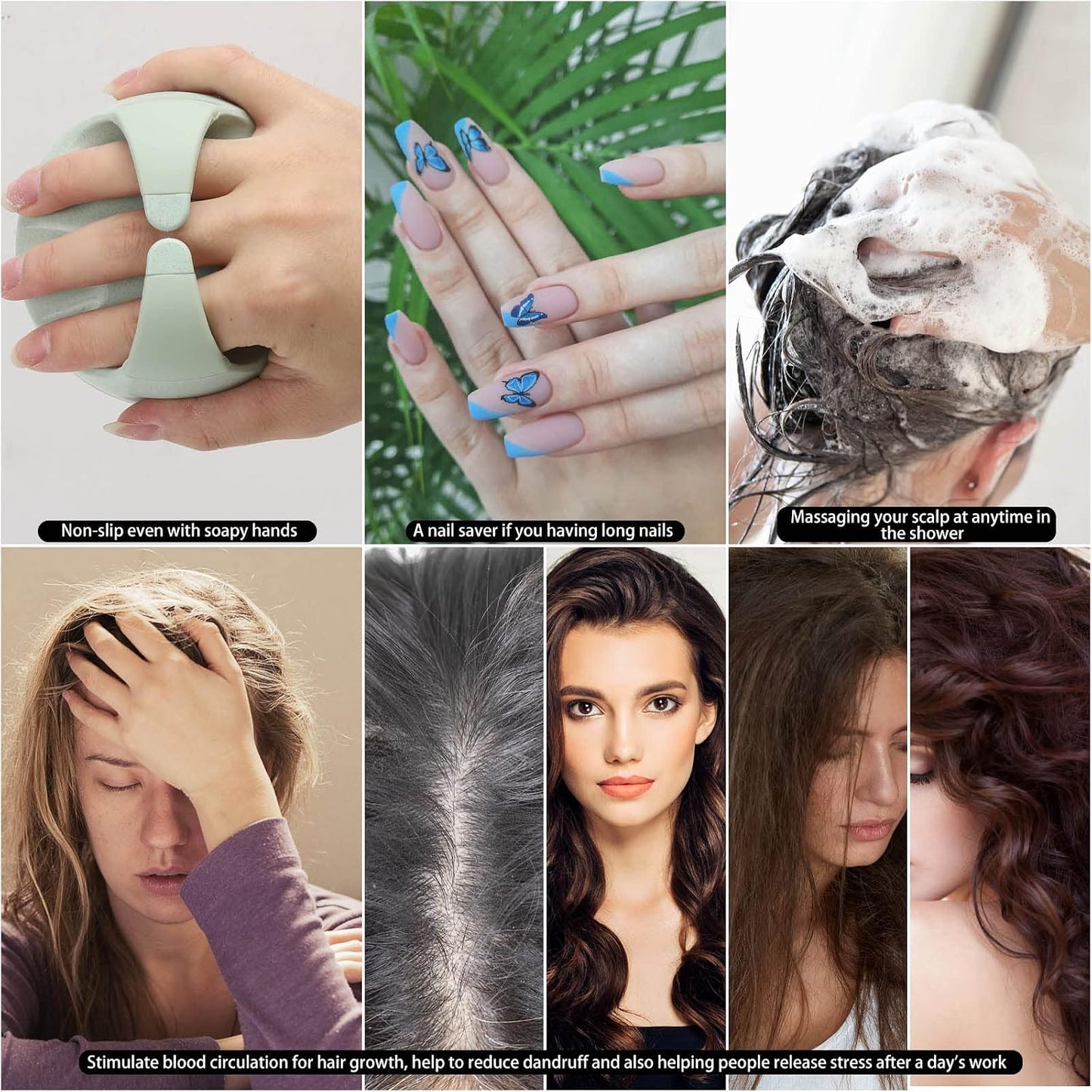 Hair Scalp Massager Shampoo Brush Hair Scrubber Washing Brush Silicone Scalp Exfoliator for Dandruff Removal- Beige