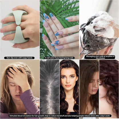 Hair Scalp Massager Shampoo Brush Hair Scrubber Washing Brush Silicone Scalp Exfoliator for Dandruff Removal- Beige