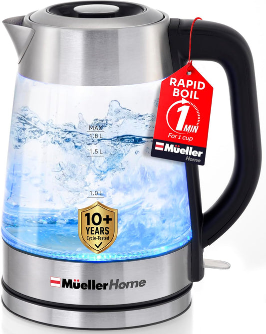 MUELLER HOME Rapid Boil Electric Tea Kettle 1.8L, BPA-Free Hot Water Boiler