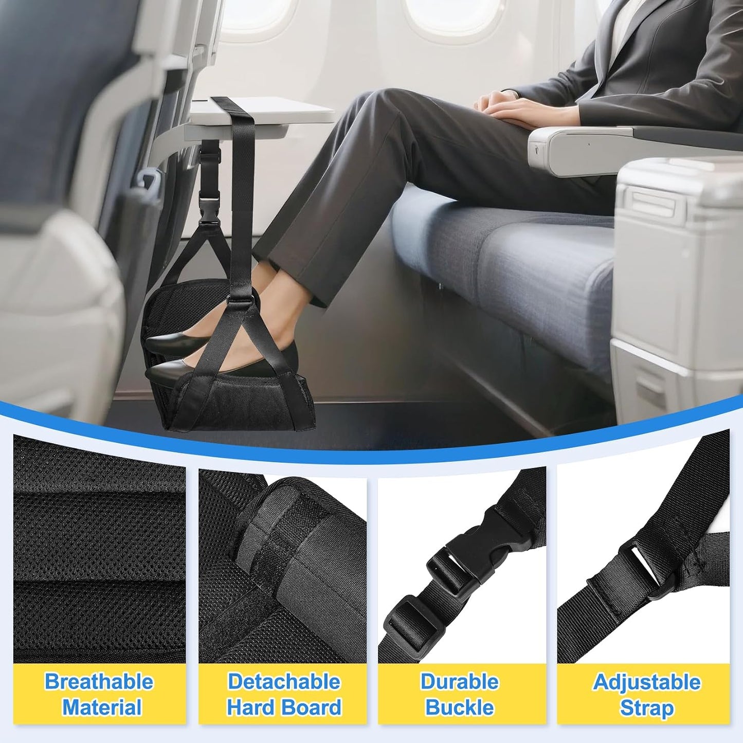 Airplane Foot Hammock for Plane Travel 2 Pack