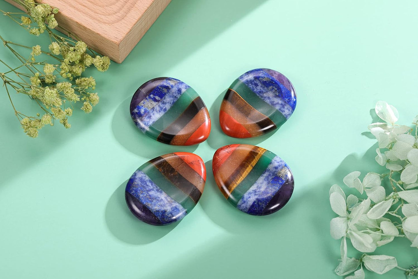 CrystalTears Tiger's Eye Thumb Worry Stone Healing Crystal Pocket Palm Stone Worry Stones for Anxiety Stress Relief