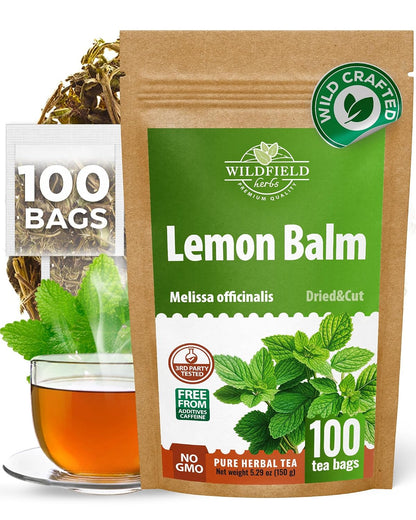 100 Bags Dried Lemon Balm Herb Lemon Balm Tea (Melissa Officinalis) - 100 Count 1.5g Bags Toronjil