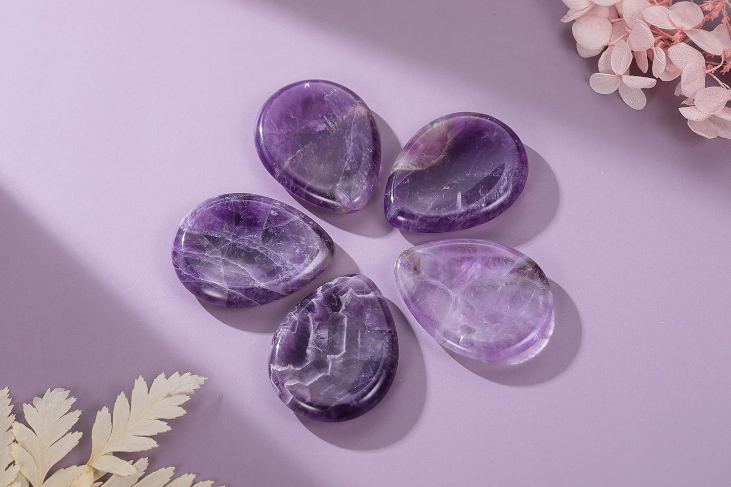 Jovivi Thumb Worry Stone - Palm Stones Pocket Natural Chakra Reiki Healing Crystals Therapy Geometry - Lapis Lazuli