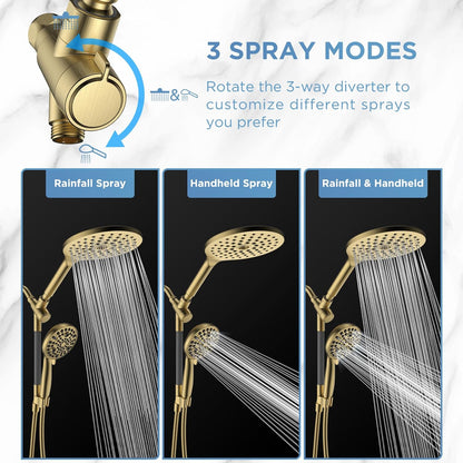 MakeFit Dual Filtered Rain Shower Head Combo, High Pressure Handheld Shower Head with Adjustable Bar - Rainfall Shower Head And Showerhead with Filter for Hard Water - Removes Chlorine