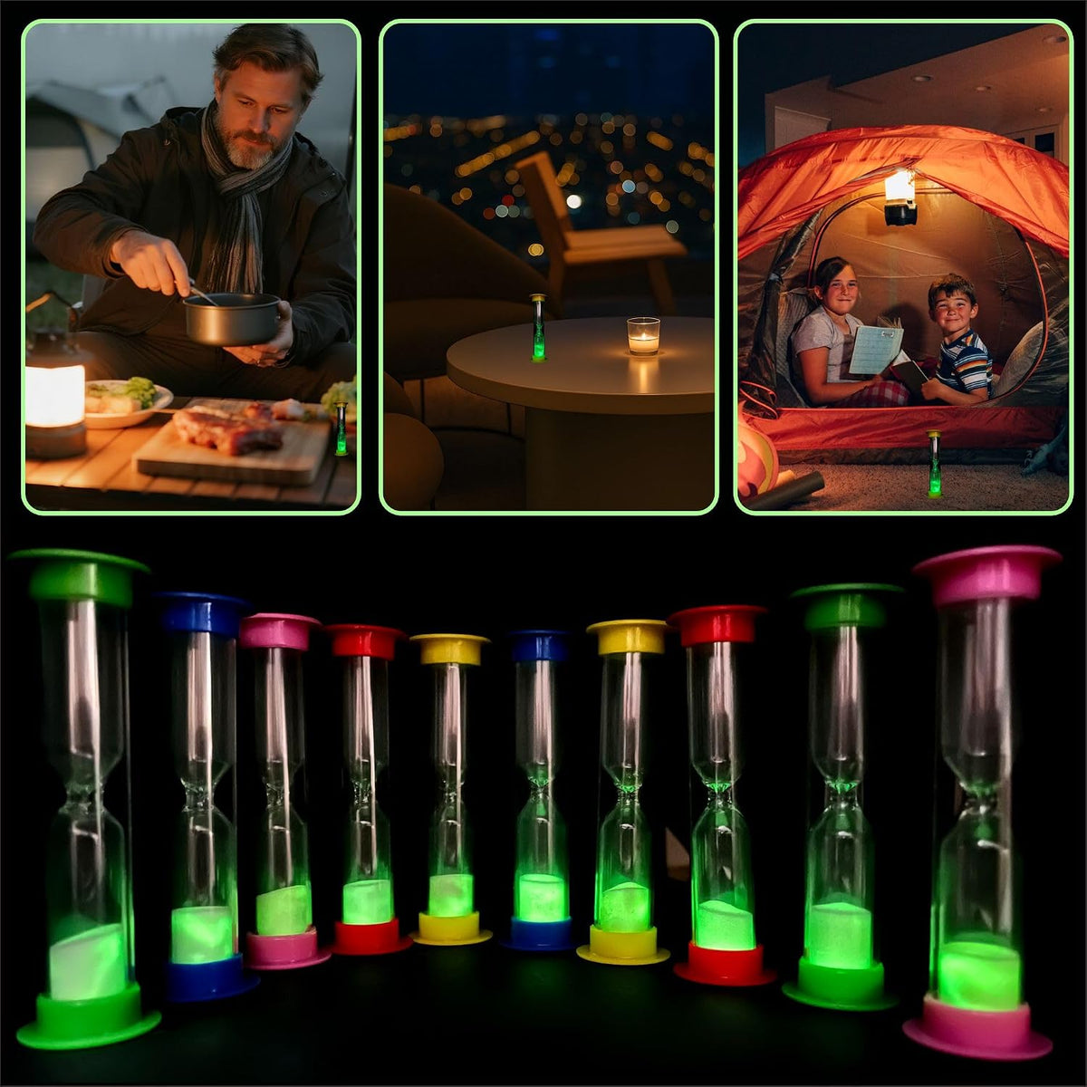 PROLOSO 6 Pcs Colorful Sand Timers Set Platic Sandglass Hourglass Sand Clock Timer 30sec/ 1min/ 2mins/ 3 Minutes/ 5 Minute/ 10mins for Kids Games Classroom Home Office Kitchen