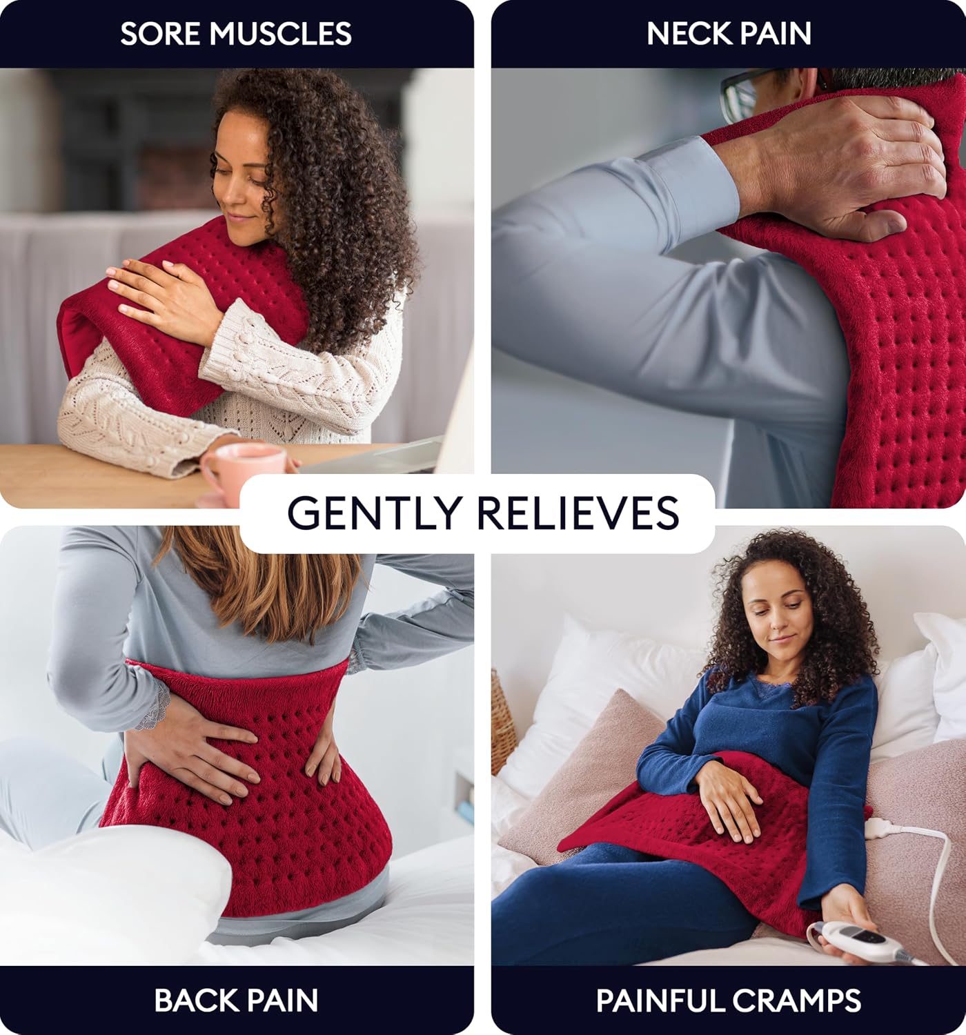 GENIANI Electric Heating Pad for Back Pain & Cramps Relief, Electric Throw, Self Care Gifts for Women, Heating Pad for Neck & Shoulder, Machine Washable Microplush, Auto Shut Off (12"x24", Tabby Gray)