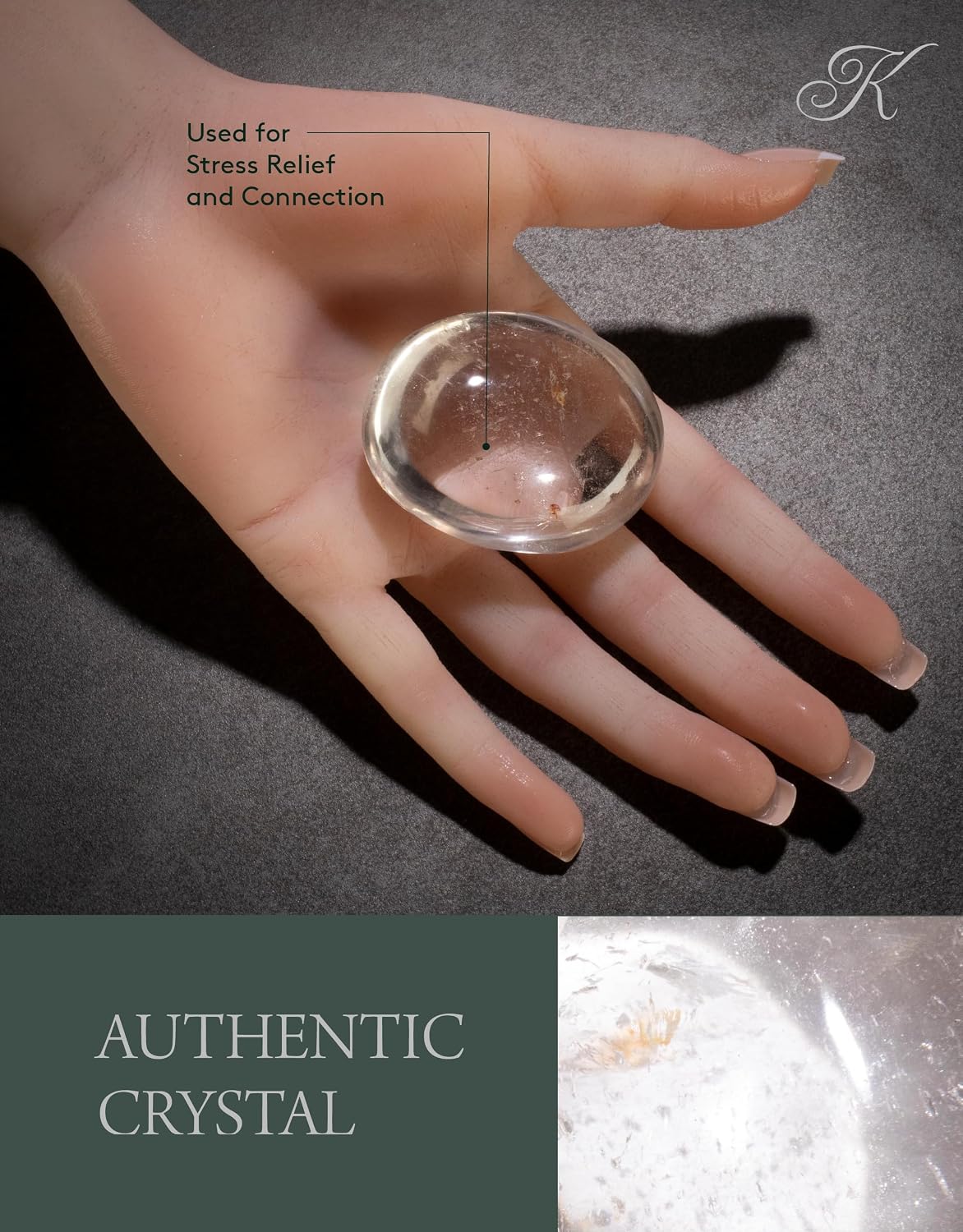 KALIFANO Palm Stone with Healing & Calming Effects - AAA+ Grade High Energy Worry Stone with Information Card - Reiki Crystal Used for Courage (Family Owned and Operated)