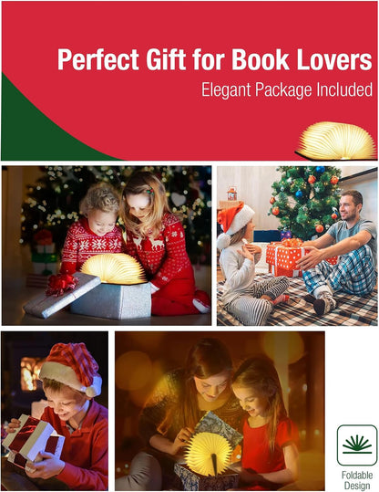 4.7 Inch Wooden Book Lamp, Book Lovers Gifts,Teacher Appreciation Gifts for Women, Folding Book Light, LED Ambient Lighting, Magnetic Mood Lighting for Home&Library Decor (Walnut)