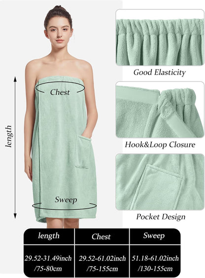 Women'S Soft Wrap Towel Full Length，Bath Robe After Shower Female Plush Long，Spa Bathrobes Lightweight With Pockets