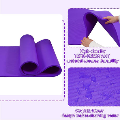 Fitvids Yoga Mat, 1/2-Inch Extra Thick High Density Exercise Mat, Anti-Tear Exercise Yoga Mat with Carrying Strap, Suitable for Various Yoga Exercises
