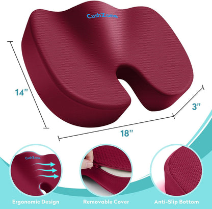 Office Chair Seat Cushion, Cooling Gel Enhanced Memory Foam Cushion for Long Sitting - Back, Sciatica, Coccyx, Tailbone Pain Relief Pillow - for Office, Gaming, Car, Wheelchair - Black, Large