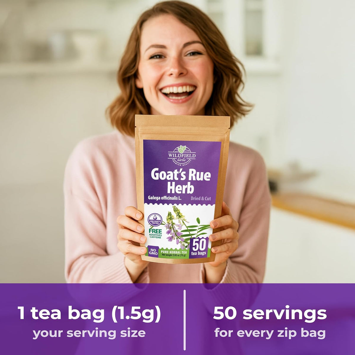 50 Bags Goat's Rue Herbal Tea (Galega Officinalis) - 50 Count 2g Tea Bags Ruda De Cabra