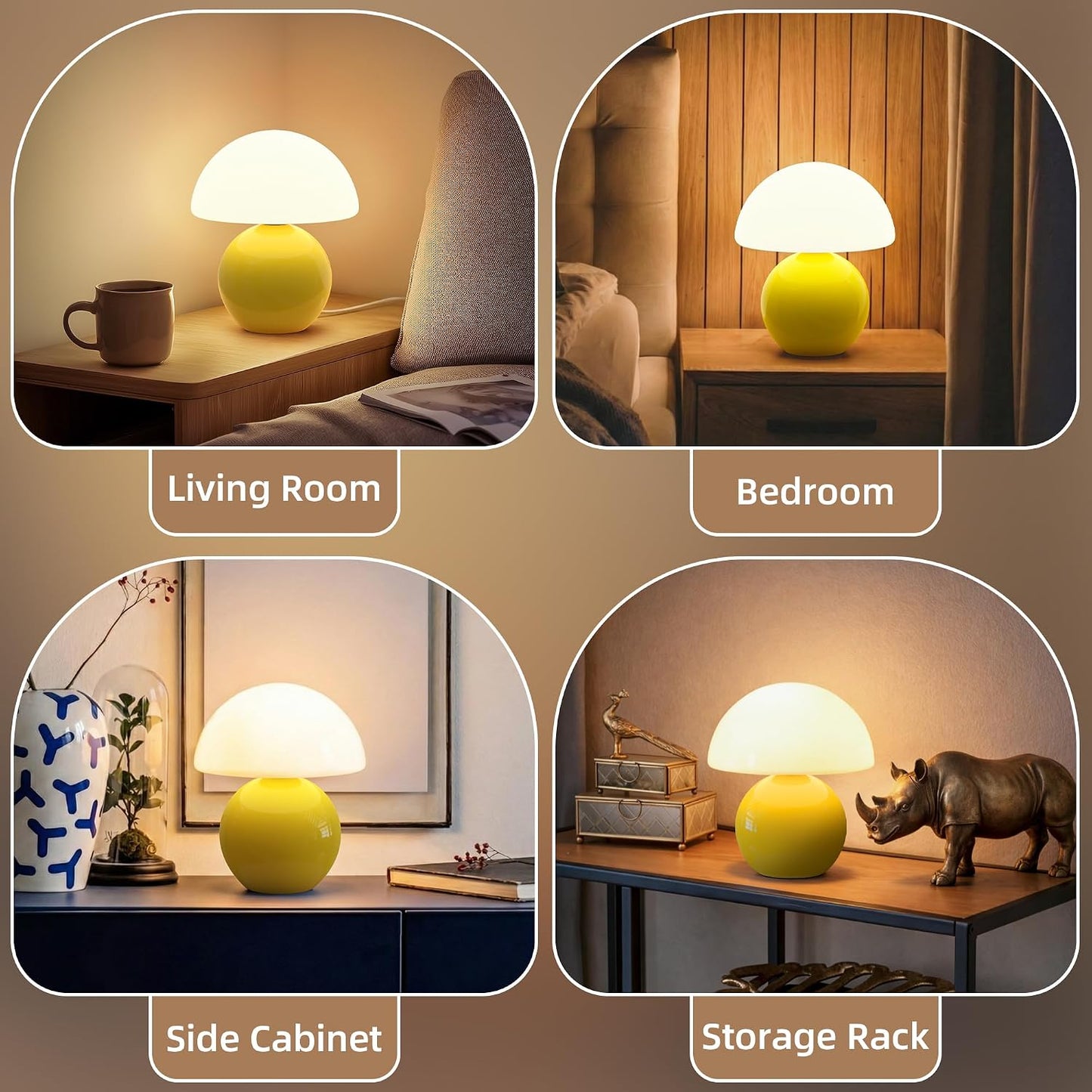 Dawnwake Mushroom Lamp Table Lamp for Bedroom,Desk Bedside Small Lamps for Living Room Night Stands,Mushroom Decor Cute Mini Modern Mid Century Lamps,Unique Aesthetic Home Living Room Decor(White)