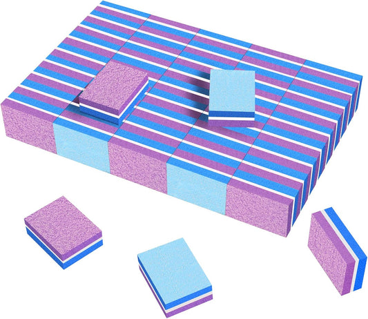 CGBE Nail Buffer (50 Pack), Buffer Block Nail File 100/180 Grit, Mini Nail Buffers Block Sponge Double Sided Nail File for Acrylic Nails Manicure Tools (Pink-Purple)