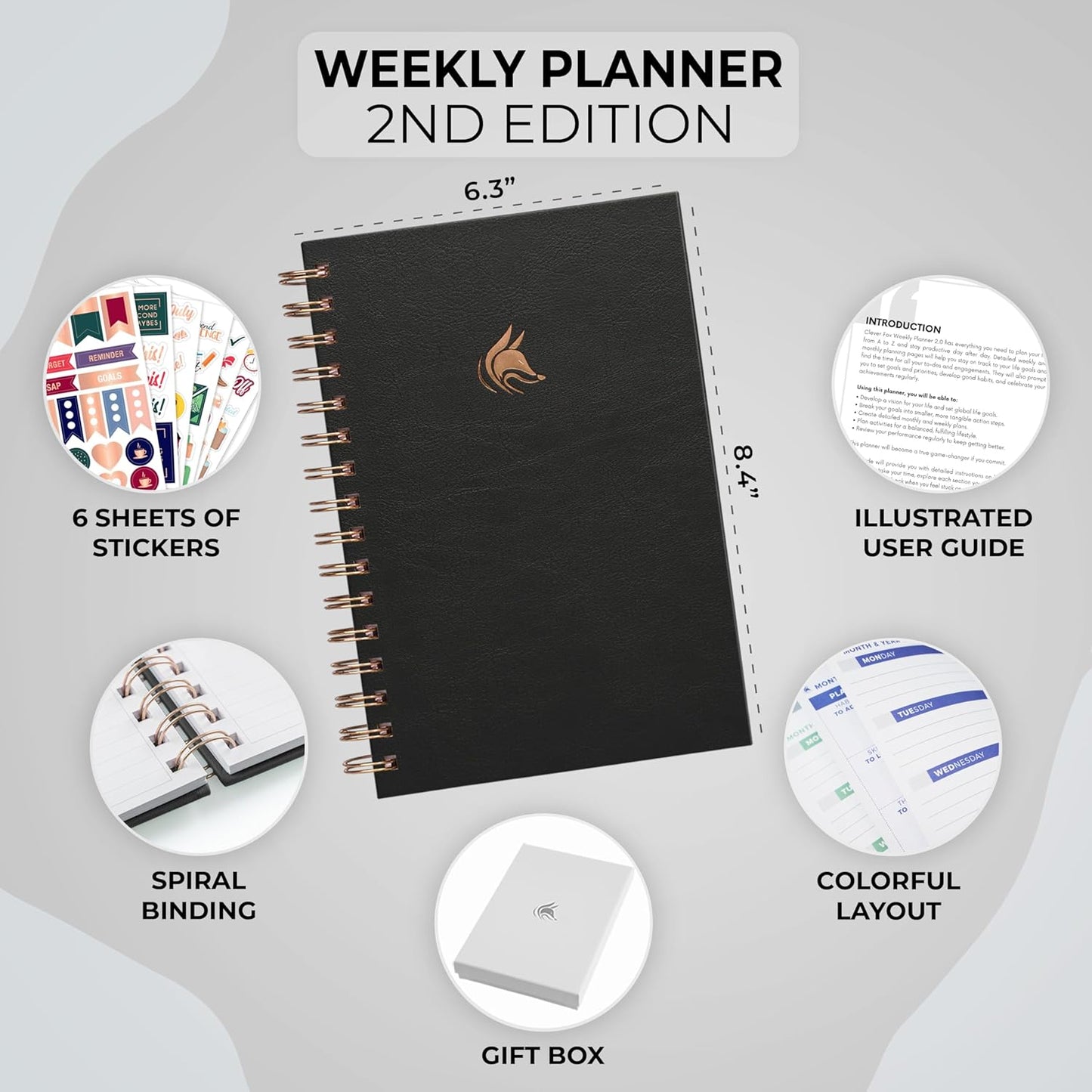 Clever Fox Planner 2nd Edition – Colorful Weekly & Monthly Goal Planner, Time Management & Productivity Organizer, Undated, A5 (Dark Teal)