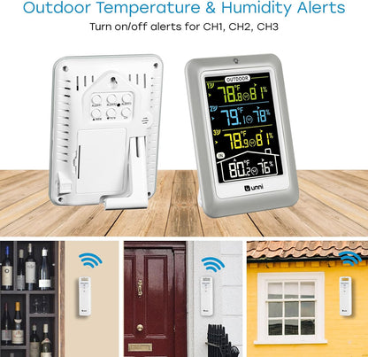 Indoor Outdoor Thermometer Wireless, 4.5 Inch Display Digital Hygrometer Thermometer Temperature Humidity Monitor with 330ft Range Sensor and Adjustable Backlight