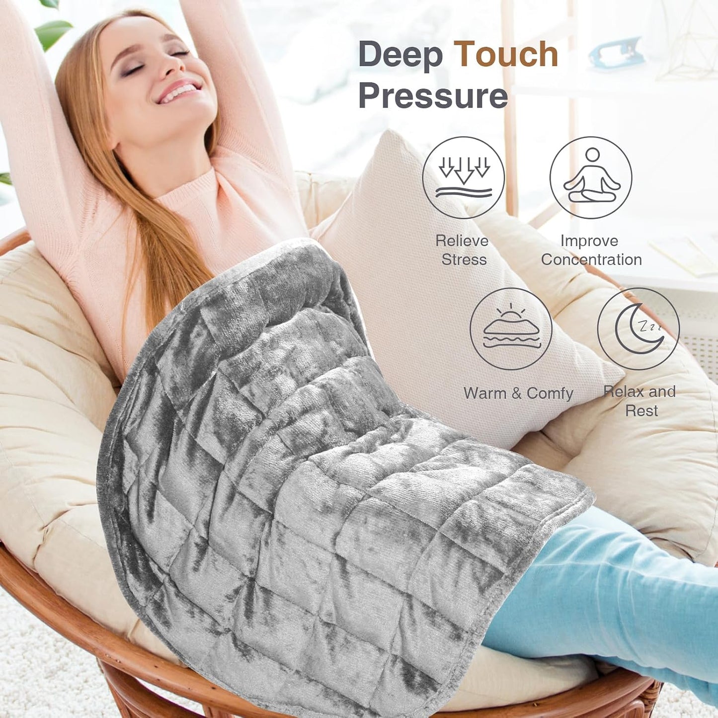 Alomidds Weighted Lap Blanket 7lbs, Cozy Breathable Flannel Weighted Lap Pad for Adults, Small Weighted Blanket for Travel, Couch, Green, 29" x 24"