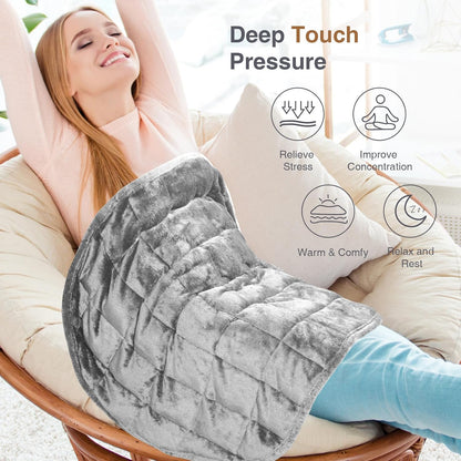 Alomidds Weighted Lap Blanket 7lbs, Cozy Breathable Flannel Weighted Lap Pad for Adults, Small Weighted Blanket for Travel, Couch, Green, 29" x 24"