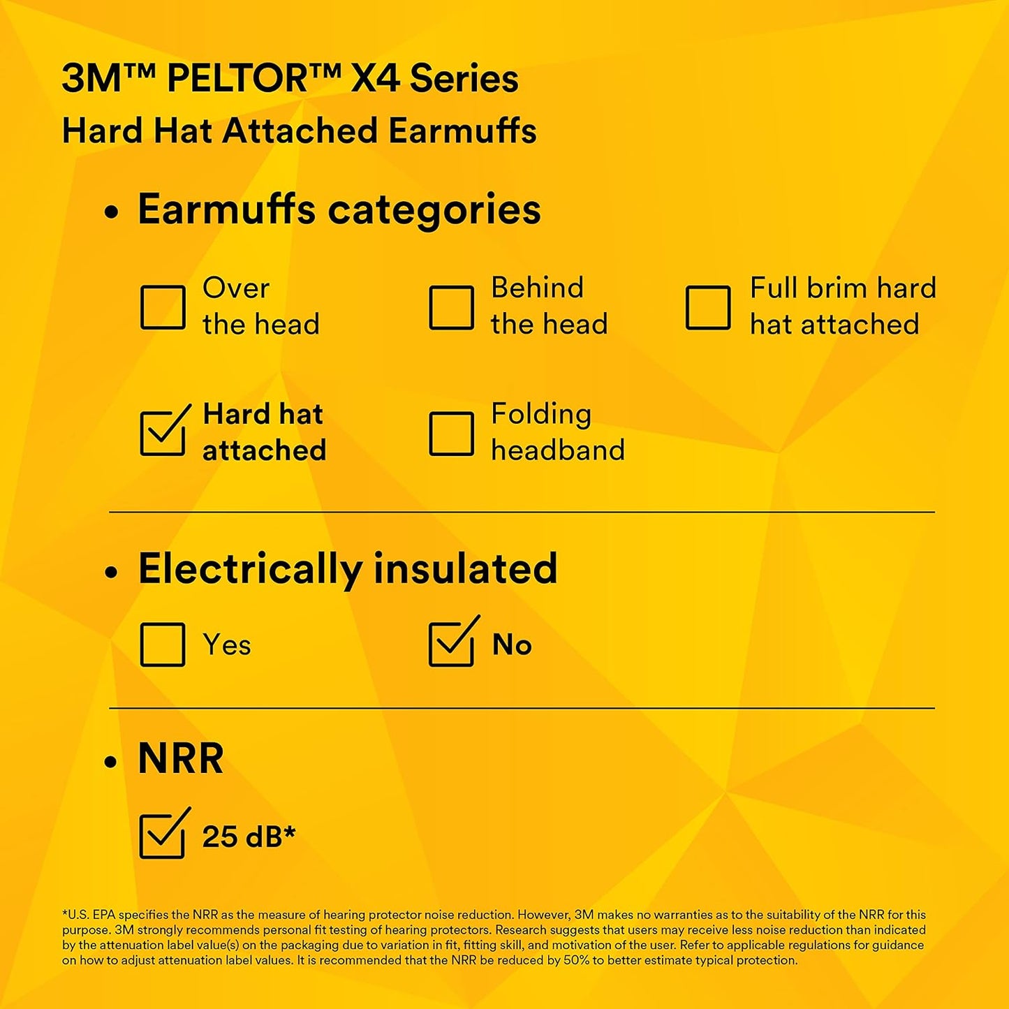 3M PELTOR Hearing Protection Earmuffs, X4 Series Noise Protection, Construction, Manufacturing, Assembly, Sanding