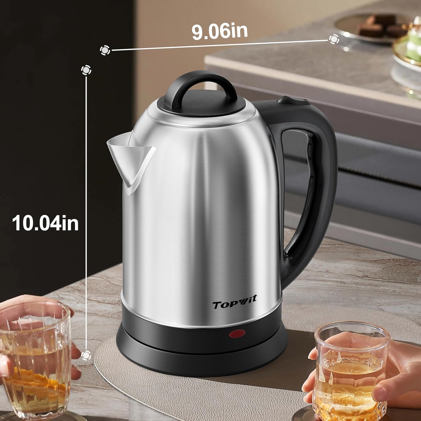 Topwit 2.5L Large Electric Kettle,Fast Boil Stainless Steel Electric Kettle