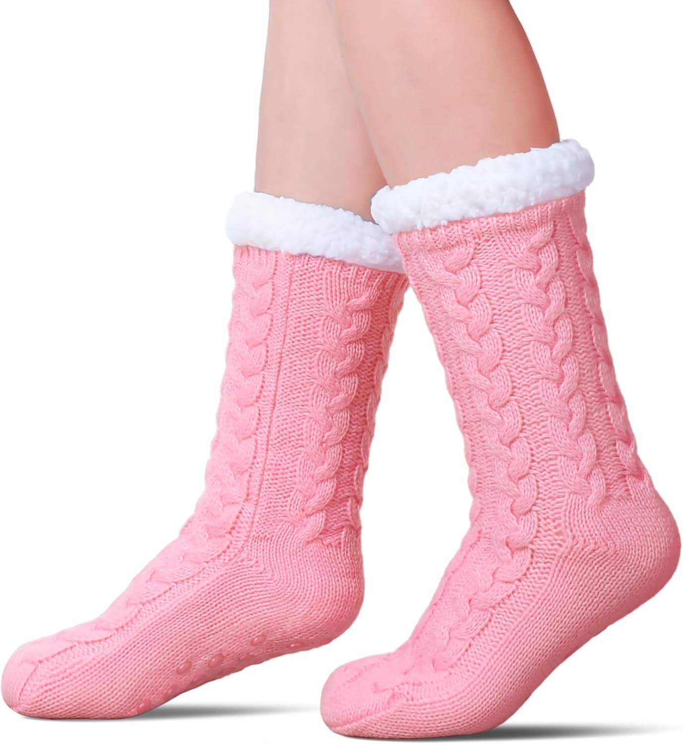 SDBING Women's Winter Super Soft Warm Cozy Fleece Lined Fuzzy Slipper Socks with Grippers