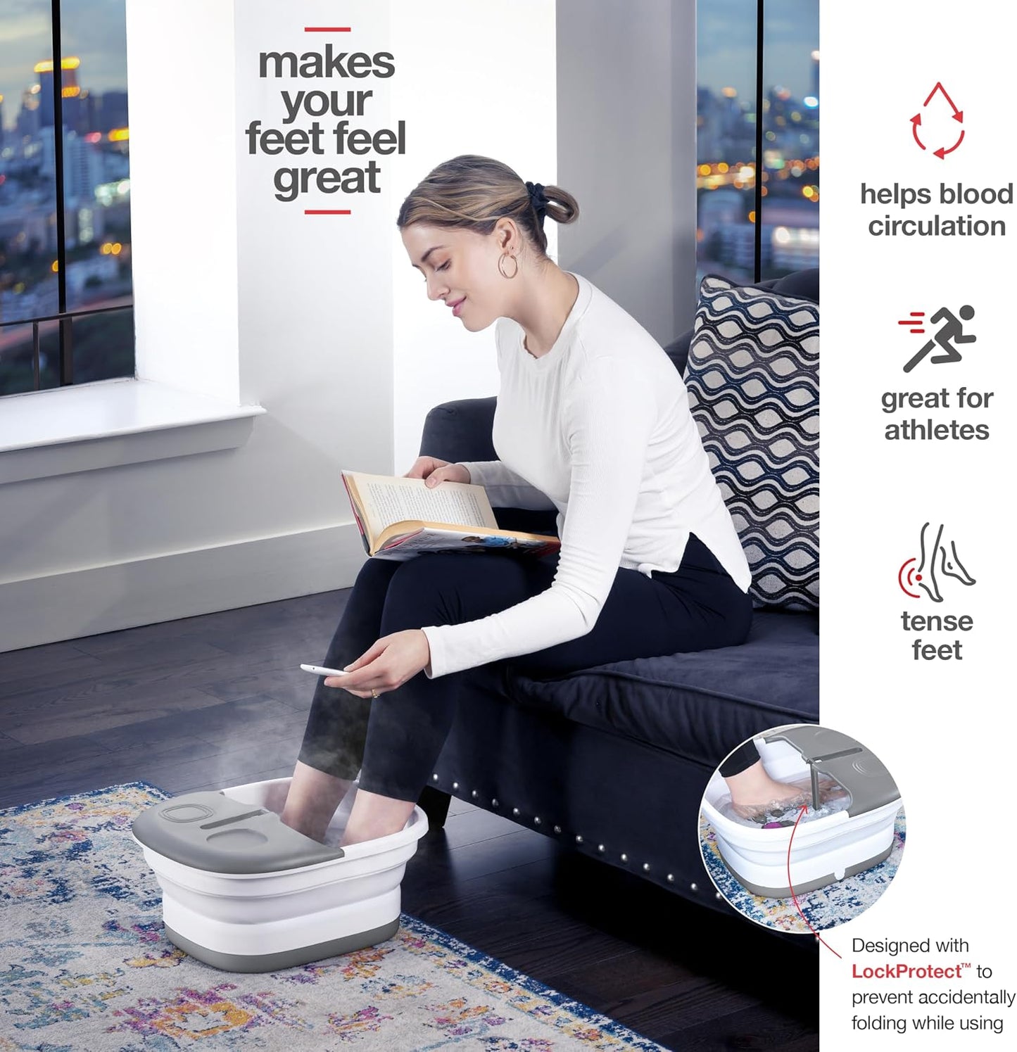 Medical king Foot Spa with Heat and Massage and Jets Includes A Remote Control A Pumice Stone Collapsible Massager with Bubbles and Vibration