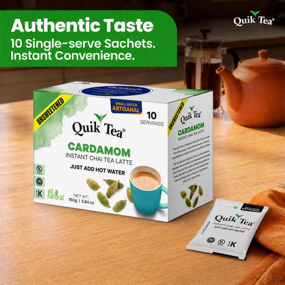 QuikTea Instant Chai Tea Latte Mix, Saffron Masala, 10 Sachets