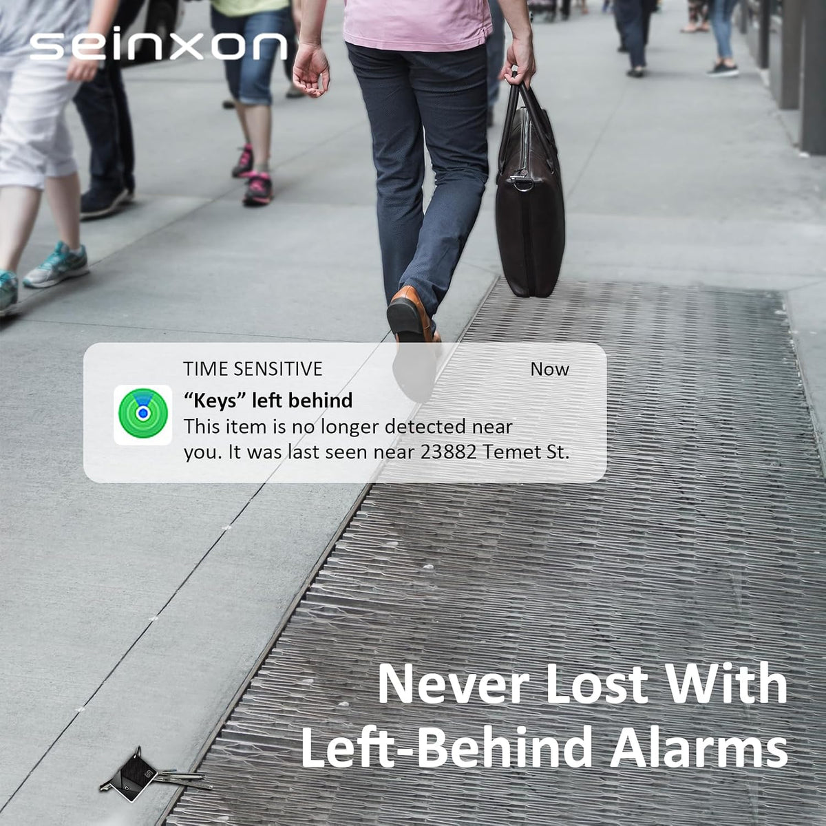 SEINXON Wallet Tracker (iOS Only) IP68 Thin Item Finder Card Luggage Located Bluetooth Works with Apple Find My APP & Network - Wireless Charger (Slim)