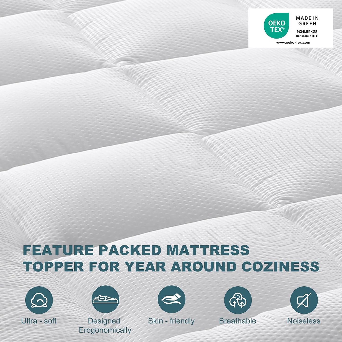 UNILIBRA Queen Mattress Protector Waterproof, Deep Pocket Mattress Pad Cover Fits to 6''-21'', Breathable Hollow Cotton Filling Quilted Mattress Protector for Queen Size