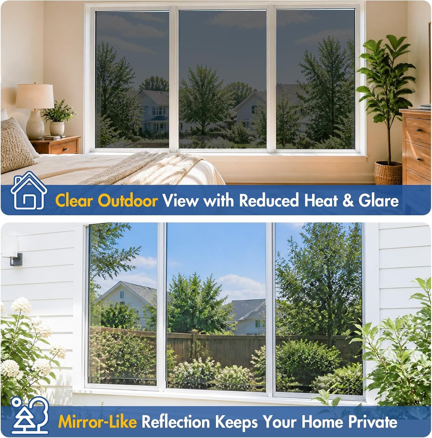 Coavas Blackout Window Film, 100% Light Blocking Privacy Window Film, No Glue Static Cling, Heat & UV Blocking, Removable Room Darkening Window Cover, Renter Friendly for Bedroom, 17.5x78.7Inch,Black