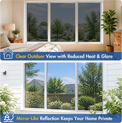 Coavas Blackout Window Film, 100% Light Blocking Privacy Window Film, No Glue Static Cling, Heat & UV Blocking, Removable Room Darkening Window Cover, Renter Friendly for Bedroom, 17.5x78.7Inch,Black