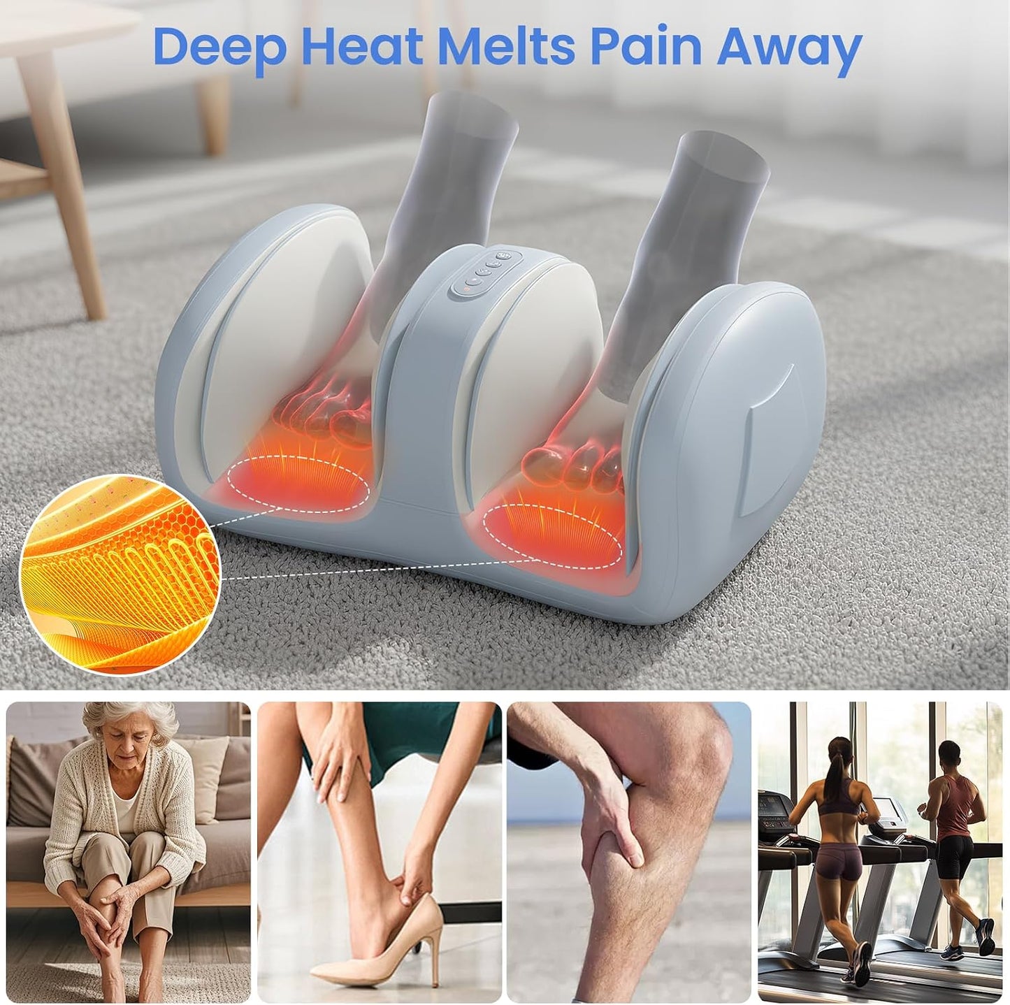 TISSCARE Shiatsu Foot Massager with Heat, FSA Eligible HSA Foot Massager for Plantar Fasciitis, Neuropathy, Circulation and Pain Relief, Massage Feet at Home/Office, Gift for Men and Women