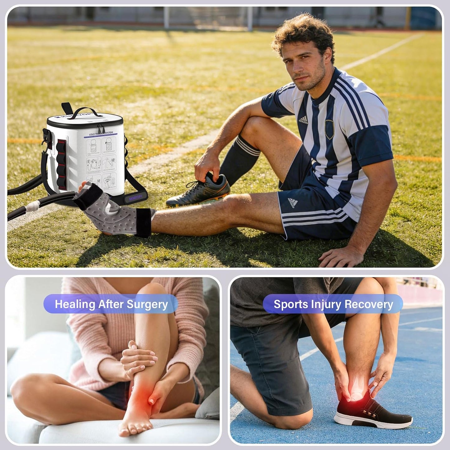 Cold Therapy Machine for Shoulder with Programmable Timer, Portable Ice Machine for Shoulder After Surgery, Lightweight Replacement Recovery System, Cryotherapy Pain Relief w/Compression Pad