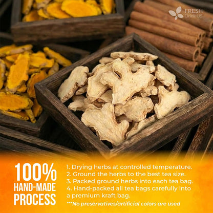 FreshDrinkUS, Premium Turmeric Ginger Cinnamon Tea, 75 Count, No Caffeine