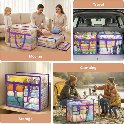 Clear Storage Bags for Clothes, 45L Closet Organizers and Storage