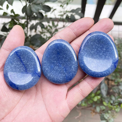 Fekuar Natural Moonstone Crystal Thumb Worry Stone, Hand Carved Healing Crystal Teardrop Pocket Worry Stones for Anxiety Stress Relief Meditation