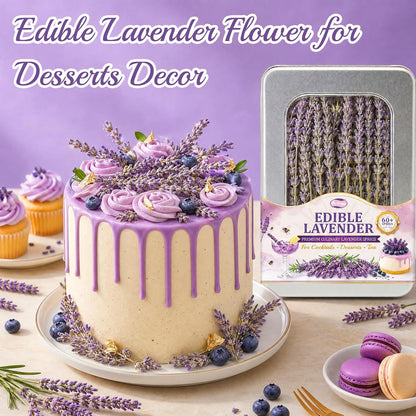 60+ PCS Edible Lavender Sprigs 1.1oz for Cocktails & Dessert Decor